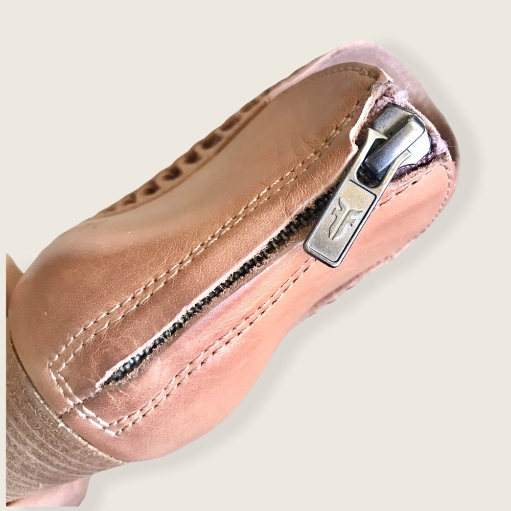 Frye Reed Feather Pink Leather Cut Out Ankle Boot - Picture 12 of 15